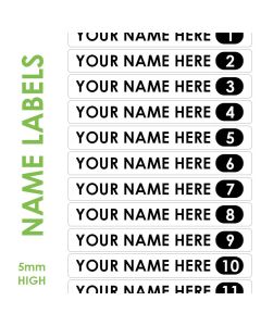 Name Labels (5mm High)